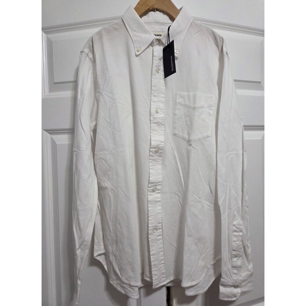 NWT Buck Mason Campus Knit Oxford Button Down Shirt White Men's Medium $118